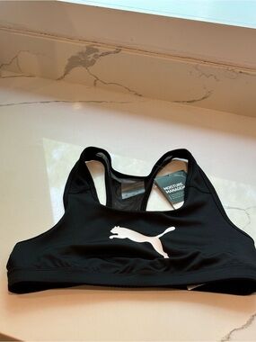 Puma NEW Mid Impact 4Keeps Sports Bra Black Womens M Activewear Workout Athletic